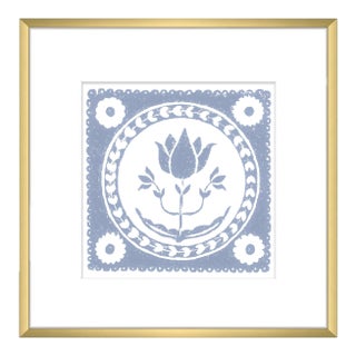 12x12" Framed Hydrangea Blue and White Tulip Flower Art Print Botanical Wall Decor For Sale