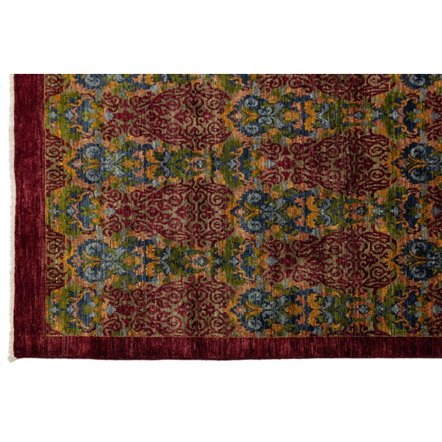 Hand-Knotted Modern Bidjar Style Wool Area Rug Intricate Crimson & Ochre Damask For Sale - Image 10 of 10