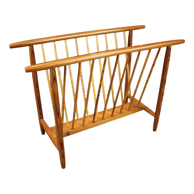 Mid-Century Modern Czechoslovakian Wooden Magazine Rack, 1950s For Sale