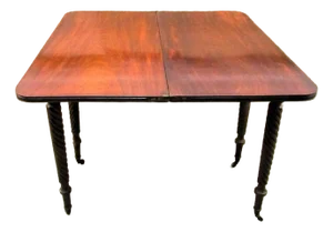 Antique Sheraton San Domingo Mahogany Rope Leg Turn Drop-Leaf Dining Table Circa 1810