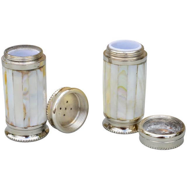Mid 20th Century Handmade Mother-of-Pearl Inlaid Ralph Lauren Salt & Pepper Shakers- Set of 2 For Sale In New York - Image 6 of 8