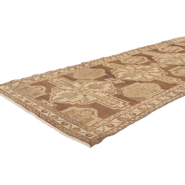 53757 Antique Persian Malayer Runner 03'03 x 09'09. Warm and inviting, this hand-knotted wool Distressed antique Persian...