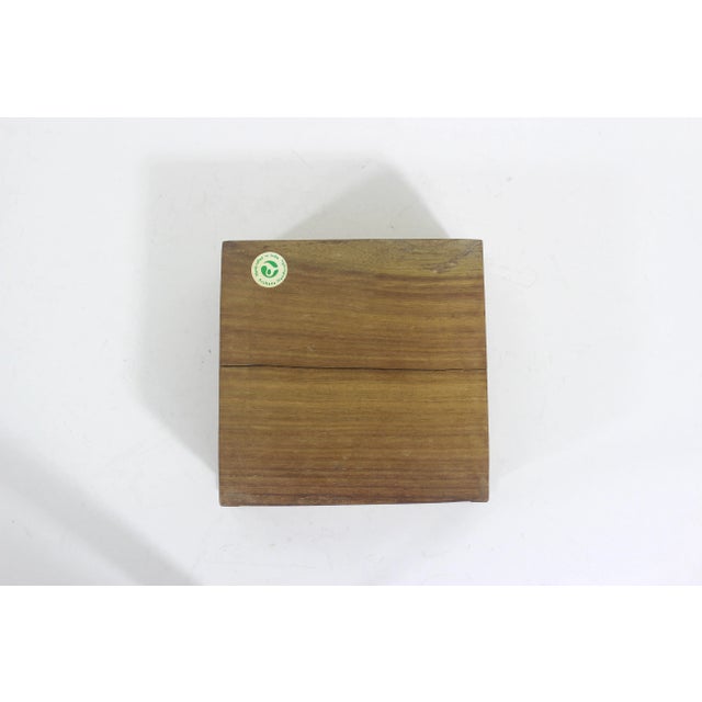 Vintage Carved Wood Box, Square Lidded Wooden Carving Floral For Sale - Image 9 of 9