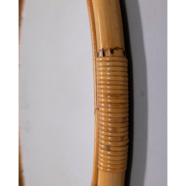 Vintage Oval Wall Mirror in Bamboo, Italy, 1960s For Sale - Image 6 of 11