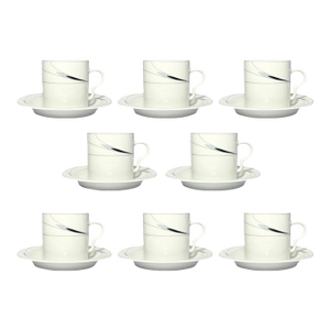 1990s Mikasa “Caviar” Porcelain Teacups & Saucers- 16 Pieces