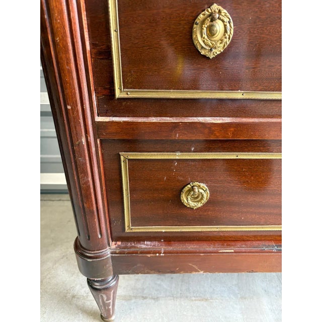 Mid 20th Century Empire Style Marble-Top Dresser With Brass Accents For Sale - Image 5 of 5