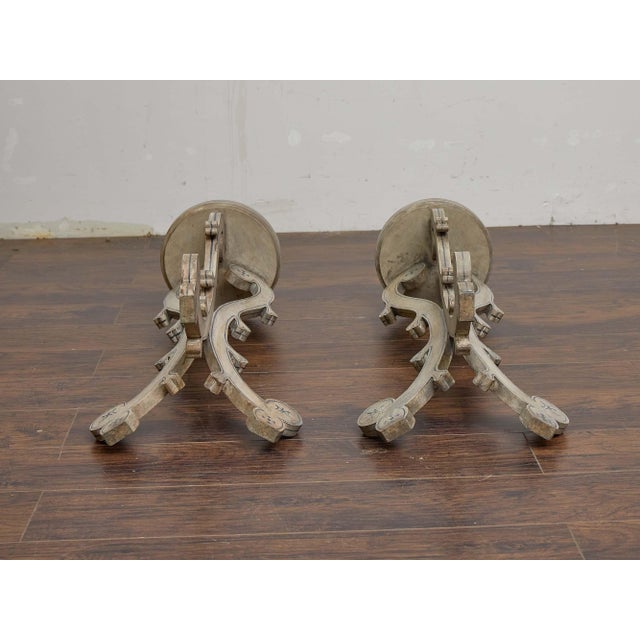 Pair of English Painted Carved Pedestals With Scrolling Legs, Circa 1900 For Sale In Atlanta - Image 6 of 7