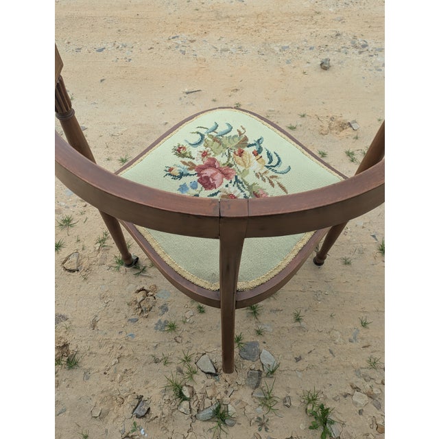 Mid-Century Modern Mid 20th Century Needlepoint Corner Chair For Sale - Image 3 of 10