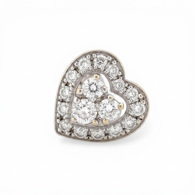 Early 21st Century 18k Gold Heart Diamond Stud Earrings - Vintage, A Pair For Sale - Image 5 of 6