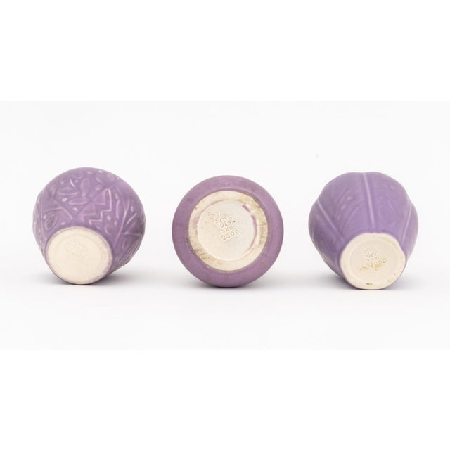 Purple Collection of Three Rookwood Pottery Art Deco Purple Matte Glazed Ceramic Vases For Sale - Image 8 of 11