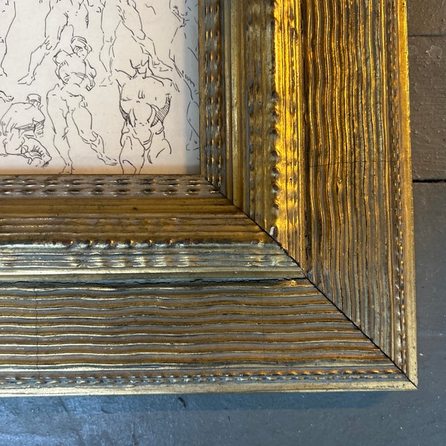 Abstract 1940’s Original Abstract Life Study Ink Drawing Chunky Gold Frame For Sale - Image 3 of 7