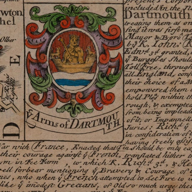 1700's Antique Coaching Road Map, South Devon For Sale - Image 9 of 12