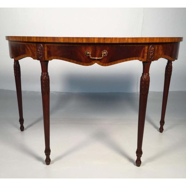 Wonderful Maitland Smith Console table with one drawer. Mahogany and Satinwood. Excellent condition and quality. From the...