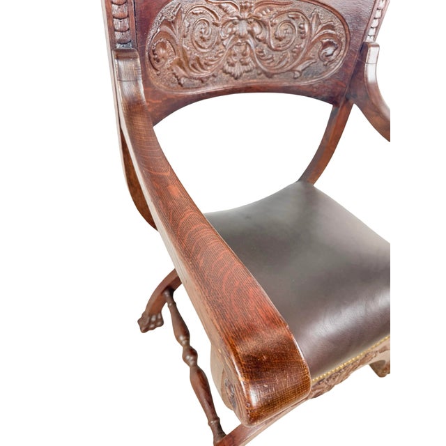 Brown Vintage Renaissance Revival Savonarola X-Frame Chair For Sale - Image 8 of 18