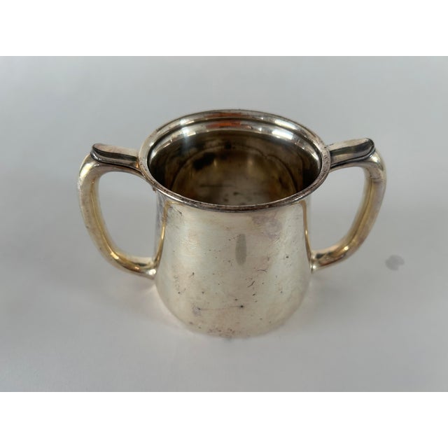 Antique (1910 - 1930) double-handle hotel sugar bowl. Silverplate. Makers mark: Reed & Barton.