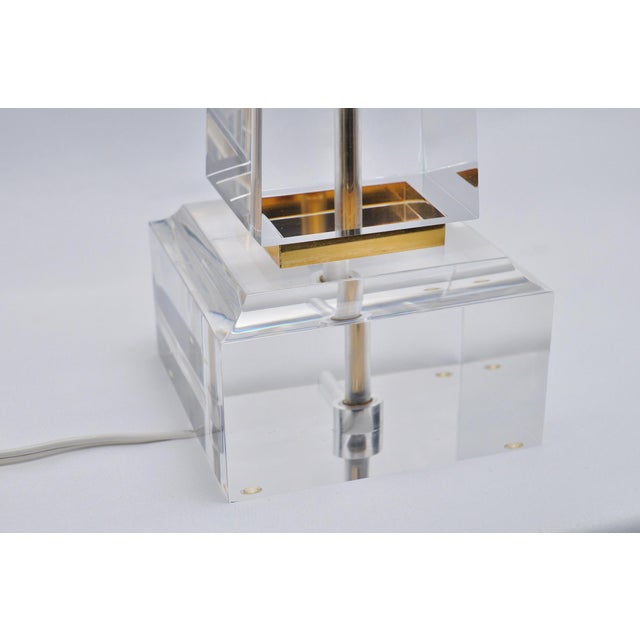 1980s Lucite Obelisk Table Lamp Attributed to Romeo Rega For Sale - Image 10 of 11
