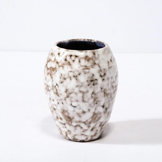 Mid-Century Modernist White and Earth Toned Ceramic Vase For Sale - Image 4 of 12