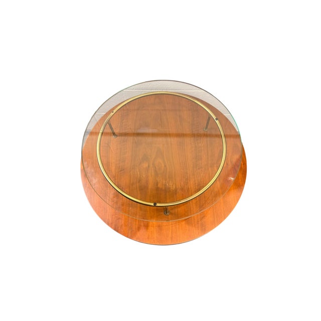 Wood 1960s Sculptural Mid-Century Modern Two-Tier Walnut & Glass Cocktail Table by James-Philip Co. With Brass Gallery Rail For Sale - Image 7 of 7