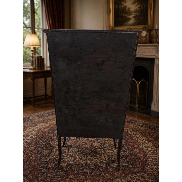 Gold Antique Edwardian Mahogany and Satinwood Inlaid Glazed Display Cabinet Vitrine, 1890s For Sale - Image 8 of 9