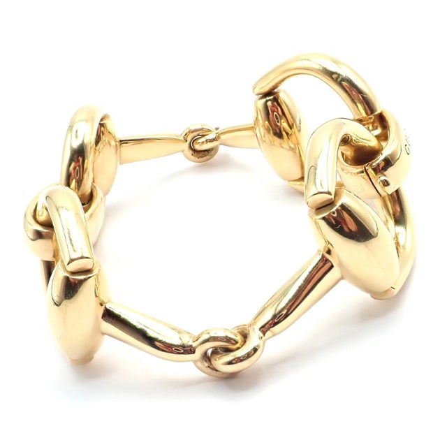 Gucci Gucci Equestrian Yellow Gold Large Horsebit Link Bracelet For Sale - Image 4 of 11