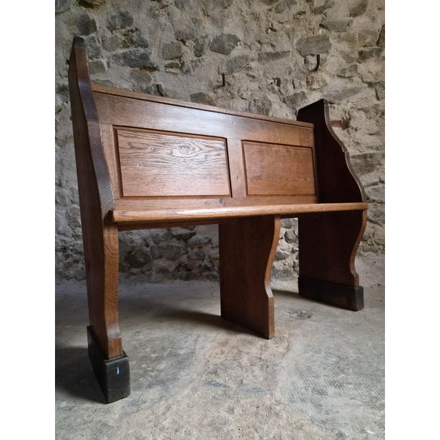 Antique Oak Church Pew Hall Bench, 1900s For Sale - Image 9 of 15