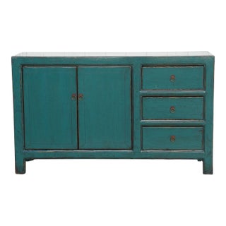 Highgloss Celadon Blue Asian Credenza For Sale