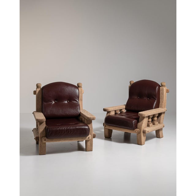 1970s Brutalist Brown Wood Pair of Club Chairs For Sale - Image 9 of 15