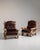 1970s Brutalist Brown Wood Pair of Club Chairs For Sale - Image 9 of 15