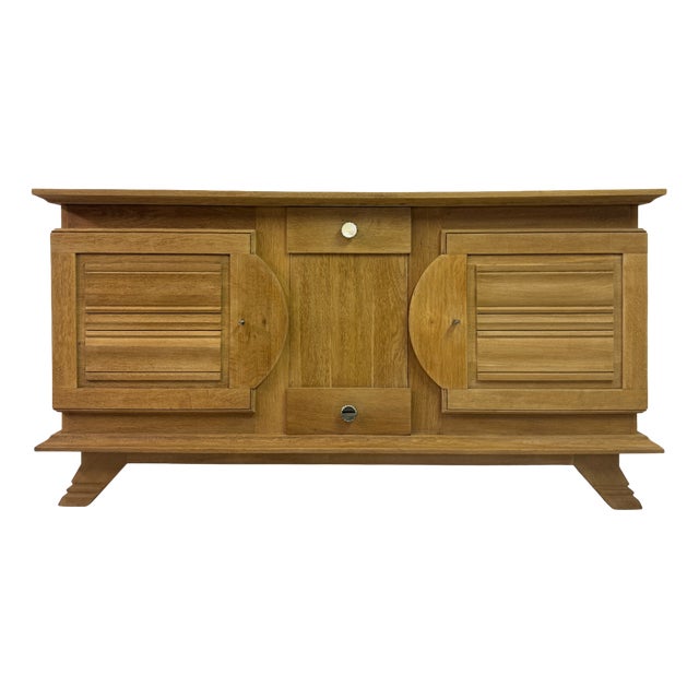 French Art Deco Brutalist Sideboard in Oak, 1940s For Sale