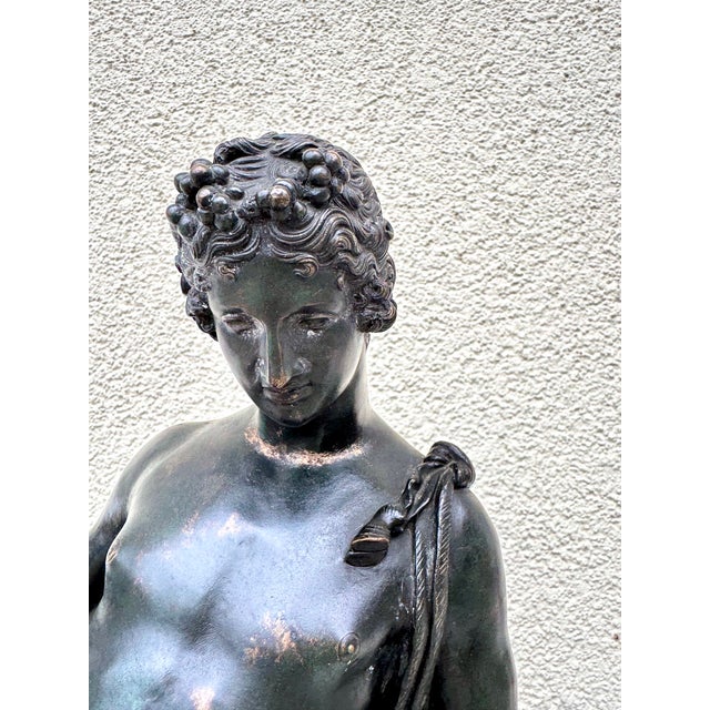 Metal Praxiteles, Large Bronze Sculpture Narcissus of Pompeii, 1890s, Bronze For Sale - Image 7 of 18
