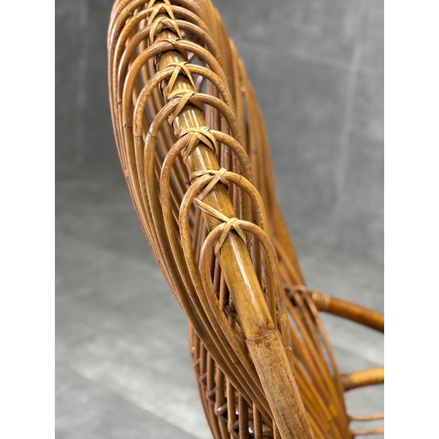 1960s Wicker and Leather Armchair, 1960s For Sale - Image 5 of 6