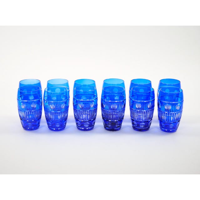 An elegant mid-century modern Val Saint Lambert tableware ,barware diamond cut crystal glassware service for twelve...