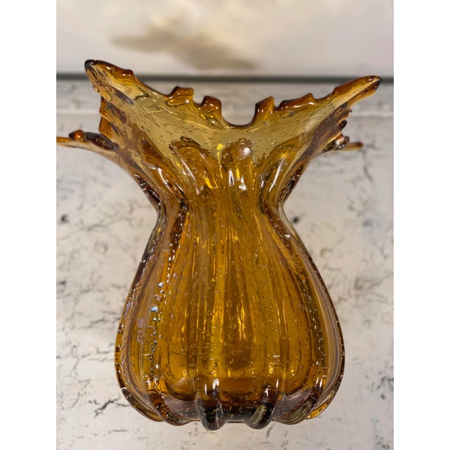 Late 20th Century Mouth Blown Amber Vase For Sale - Image 10 of 12