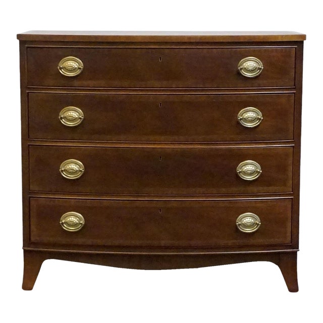 Councill Craftsman Banded Mahogany Traditional Duncan Phyfe Style 34" Four Drawer Chest For Sale