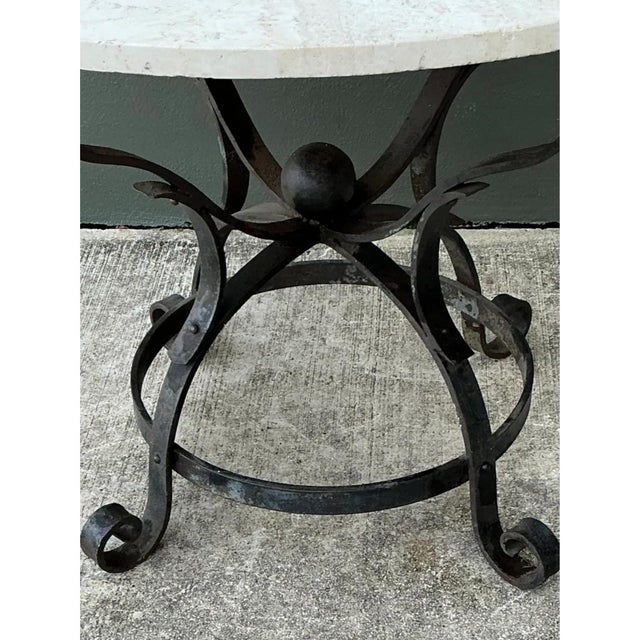Ebony Vintage Wrought Iron Dining Table With Stone Top For Sale - Image 8 of 12