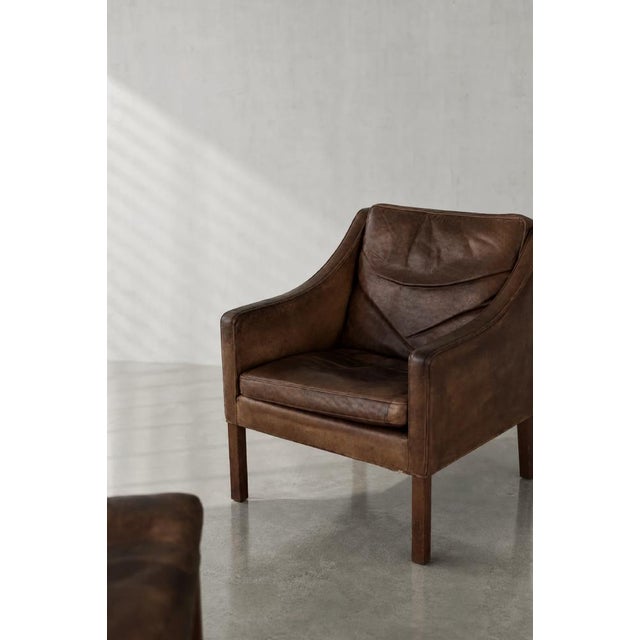 Set of Vintage Danish Modern Leather Model 2207 Lounge Chair and Ottoman by Børge Mogensen for Fredericia, 1960s For Sale - Image 10 of 18
