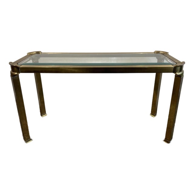 1960's Vintage in the Manner of Mastercraft Hollywood Regency Brass Console Table For Sale