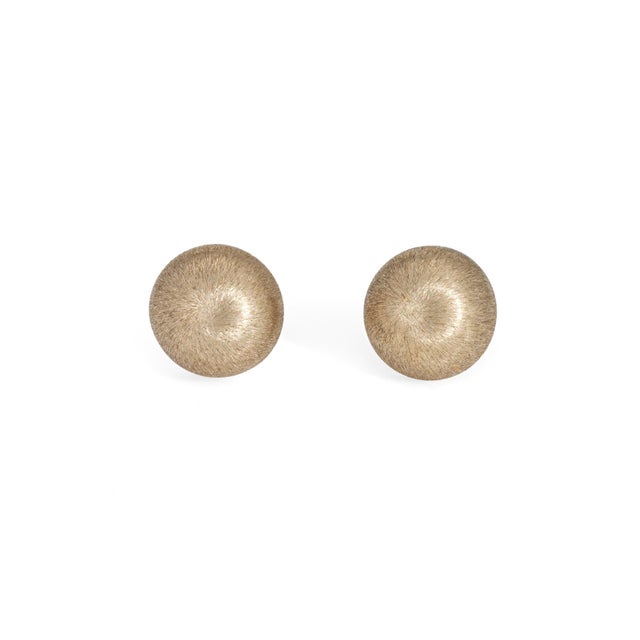 Stylish vintage Portuguese satin finish button earrings crafted in 19k yellow gold (circa 1960s). The chic earrings are...