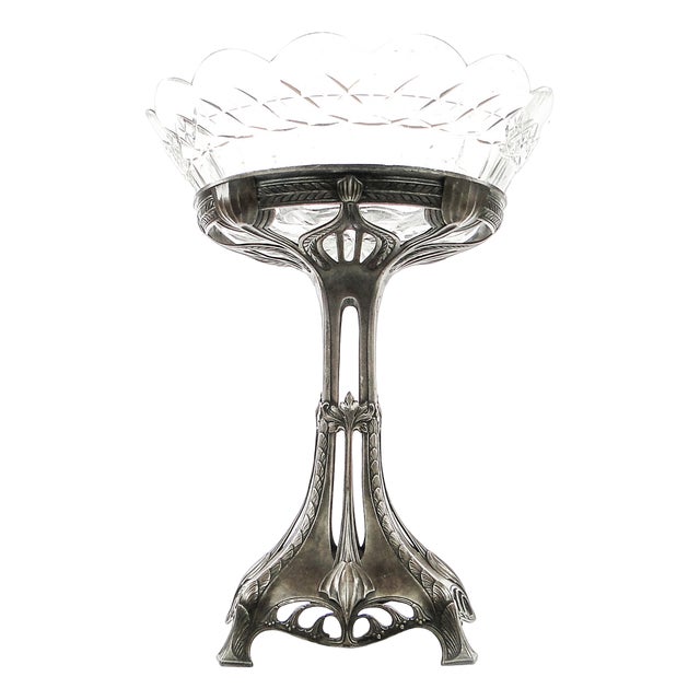 Art Nouveau Crystal Bowl on Stand from WMF, 1890s For Sale