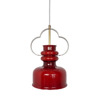 Red Glass Pendant Lamp from Flygsfors, Sweden, 1960s For Sale