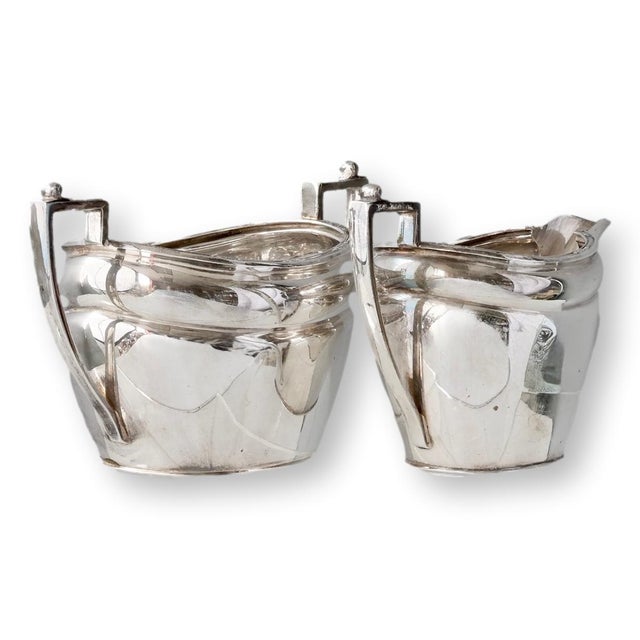 1930s Art Deco English Silverplate Cream & Sugar Set For Sale - Image 4 of 7
