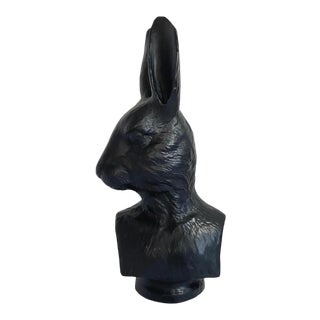 Black Cast Resin Animal Bust #1 Fiver, Rabbit by Oly Studio For Sale