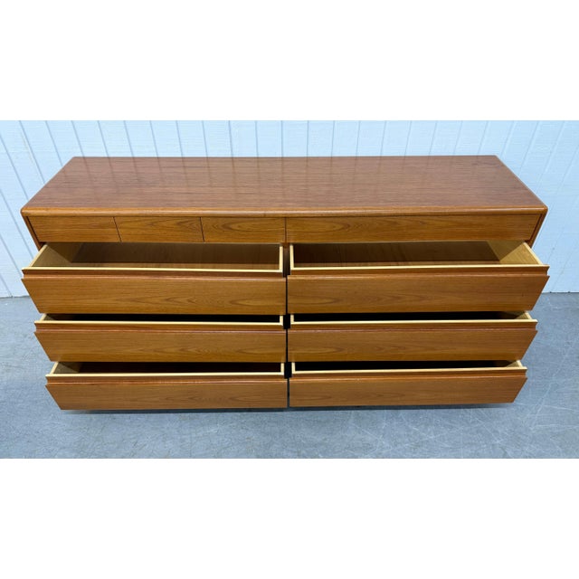 Brown Vintage Danish Modern Teak 10-Drawer Dresser For Sale - Image 8 of 10
