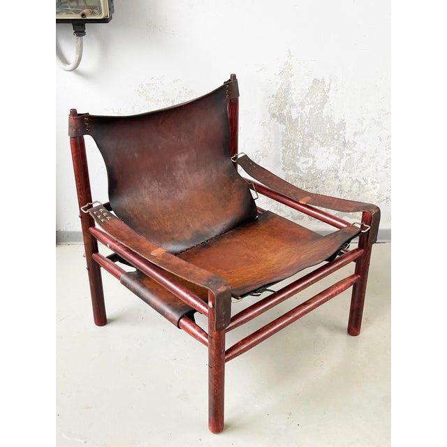 Mid-Century Modern Leather Safari Chair in Brown Buffalo by Arne Norell, 1950s For Sale - Image 14 of 14