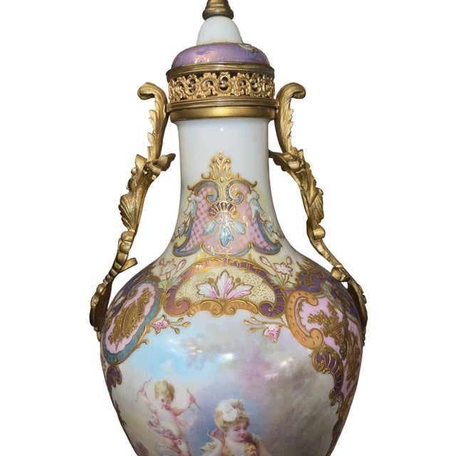 Antique 19th Century French Sevres Porcelain & Bronze Vase. Signed Maxant. For Sale - Image 4 of 12