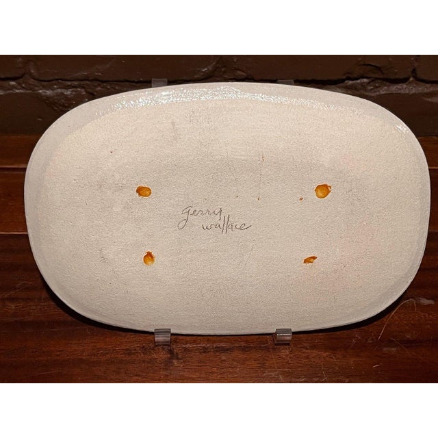 Late 20th Century Late 20th Century Gerry Wallace Studio Pottery Hand Built Porcelain Oval Platter Whimsical Art For Sale - Image 5 of 5