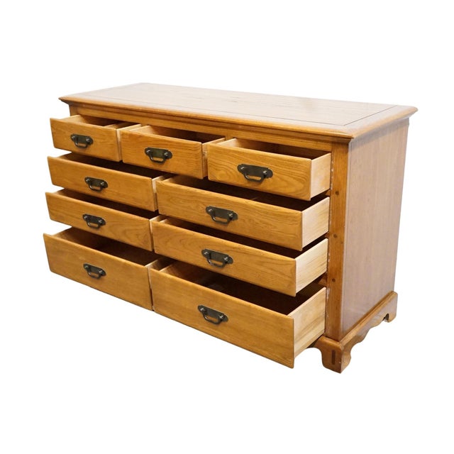 Link Taylor Countryside Collection Solid Oak Early American Rustic 55" Double Dresser 6602 For Sale In Kansas City - Image 6 of 14