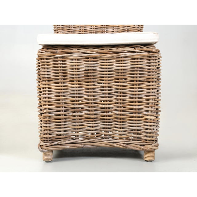 Wood Pair Wicker Chairs Imported From England in 1990's Showroom Samples For Sale - Image 7 of 11