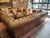 American Pair of Vintage Chesterfield Style Leather Sofas With Kilim Fabric Cushions For Sale - Image 3 of 15