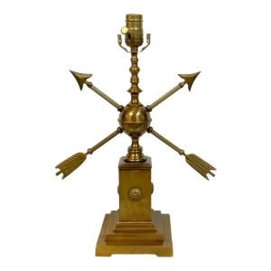 1950s French Modern Patinated Brass Arrow Motif Lamp in the Style of Adnet